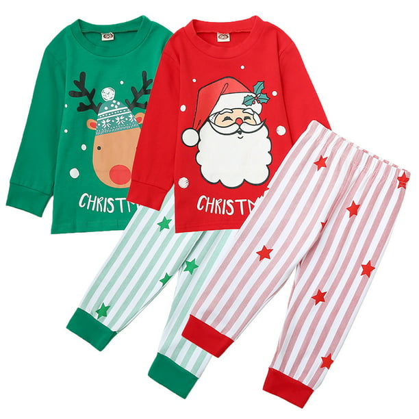 Toddler Kids Baby Girls&Boys Cartoon Stripe Tops T-shirt+Pants Pajamas Outfits